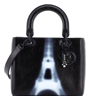 Christian Dior Lady Dior Bag Limited Edition Eiffel Tower Printed Leather Medium