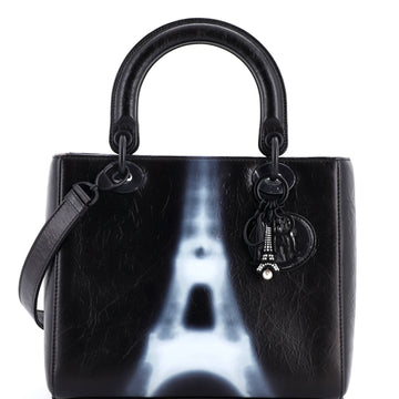 Christian Dior Lady Dior Bag Limited Edition Eiffel Tower Printed Leather Medium