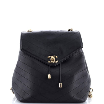 Chanel Coco Chevron Backpack Stitched Calfskin Small