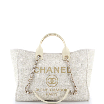 Chanel Deauville Tote Raffia with Glitter Detail Medium
