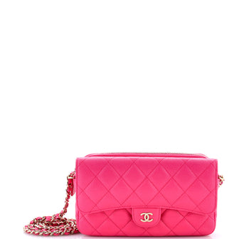 Chanel Classic Flap Phone Holder with Chain Quilted Caviar
