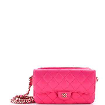 Chanel Classic Flap Phone Holder with Chain Quilted Caviar