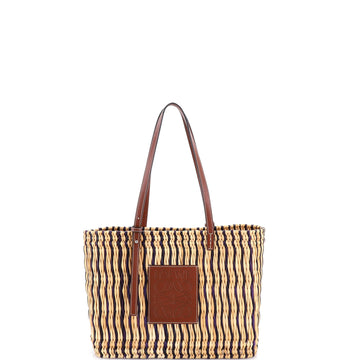 Loewe Paula's Ibiza Square Basket Tote Woven Reed with Leather Small