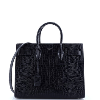 Saint Laurent Sac de Jour NM Bag Crocodile Embossed Patent Small