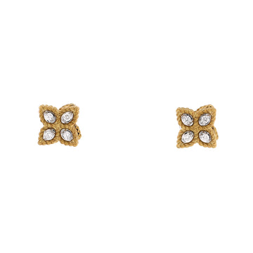 Roberto Coin Princess Flower Stud Earrings 18K Yellow Gold and 18K White Gold with Diamonds Small