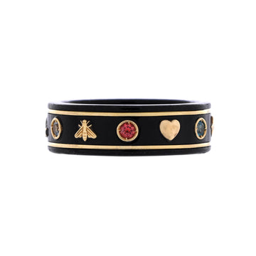 Gucci Icon Band Ring Synthetic Corundum with 18K Yellow Gold and Multicolor Topaz 7mm