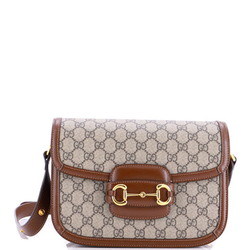 Gucci Horsebit 1955 Shoulder Bag GG Coated Canvas with Leather Small