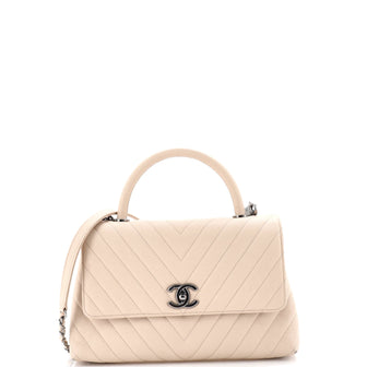 Chanel Coco Top Handle Bag Chevron Caviar Small