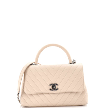 Chanel Coco Top Handle Bag Chevron Caviar Small