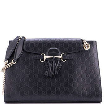 Gucci Emily Chain Flap Shoulder Bag Guccissima Leather Large