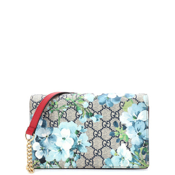 Gucci Chain Wallet Blooms Print GG Coated Canvas