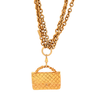 Chanel Vintage 2.55 Flap Bag Pendant Necklace Metal