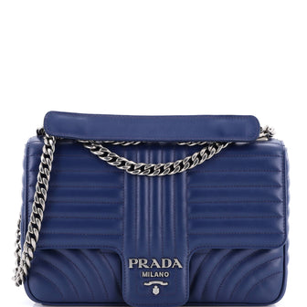 Prada Chain Flap Shoulder Bag Diagramme Quilted Leather Large