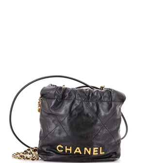 Chanel 22 Chain Hobo Quilted Calfskin with Pearl Chain Mini