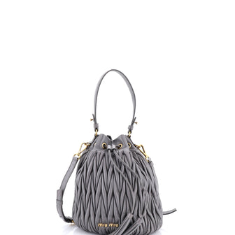 Miu Miu Drawstring Bucket Bag Matelasse Leather Small