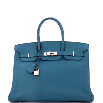 Hermes Birkin Handbag Blue Togo with Palladium Hardware 35