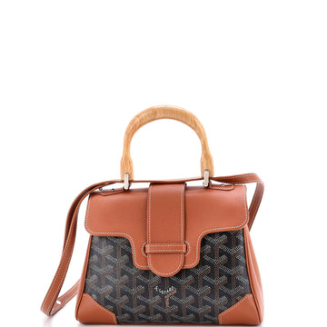 Goyard Saigon Top Handle Bag Coated Canvas with Leather Mini