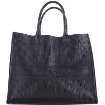 Christian Dior Book Tote Oblique Embossed Calfskin Large