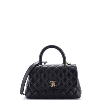 Chanel Coco Top Handle Bag Quilted Caviar Mini