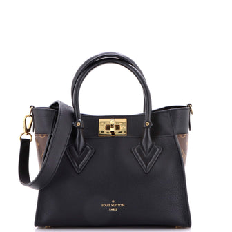 Louis Vuitton On My Side Tote Leather with Monogram Canvas PM