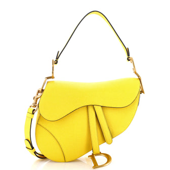 Christian Dior Saddle Handbag with Strap Leather Medium