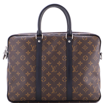 Louis Vuitton Porte-Documents Voyage Briefcase Macassar Monogram Canvas PM
