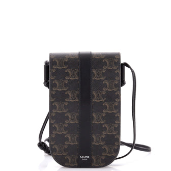Celine Phone Pouch Crossbody Triomphe Coated Canvas with Leather