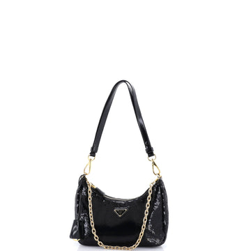 Prada Re-Edition Shoulder Bag Sequins Embellished Re-Nylon Mini