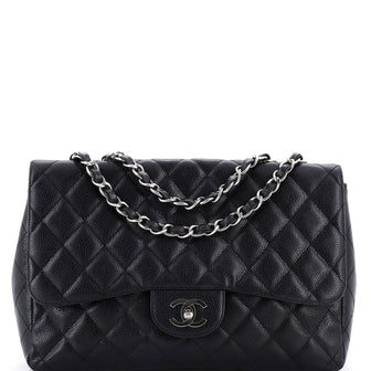 Chanel Classic Single Flap Bag Quilted Caviar Jumbo