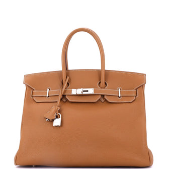 Hermes Birkin Handbag Brown Togo with Palladium Hardware 35