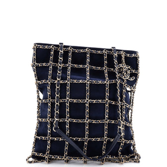 Chanel Chain Frame CC Charm Shopping Tote Suede