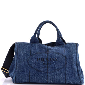 Prada Canapa Convertible Tote Denim Medium