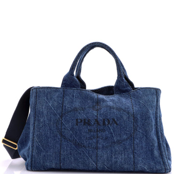 Prada Canapa Convertible Tote Denim Medium