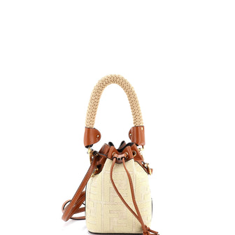 Fendi Woven Handle Mon Tresor Bucket Bag Zucca Embroidered Canvas Mini