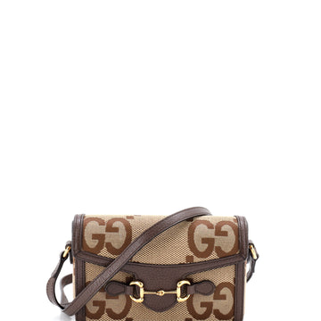 Gucci Horsebit 1955 Flap Crossbody Bag Jumbo GG Canvas Mini