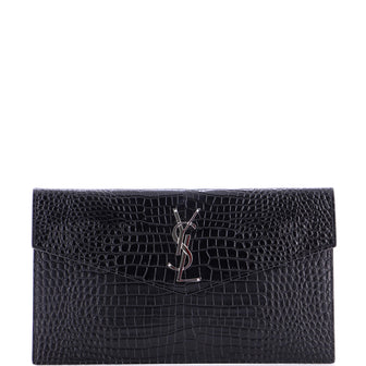 Saint Laurent Uptown Pouch Crocodile Embossed Leather