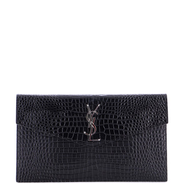 Saint Laurent Uptown Pouch Crocodile Embossed Leather