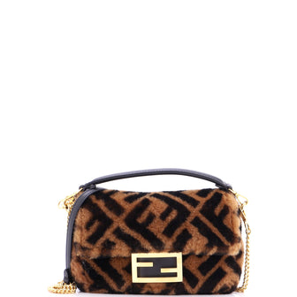 Fendi Baguette NM Bag Zucca Shearling Mini