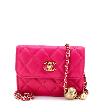 Chanel Pearl Crush Flap Clutch with Chain Quilted Lambskin Mini