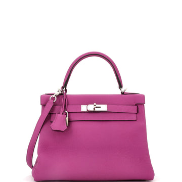 Hermes Kelly Handbag Pink Togo with Palladium Hardware 28