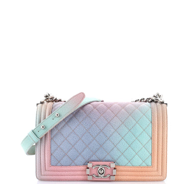 Chanel Rainbow Boy Flap Bag Quilted Painted Caviar Old Medium