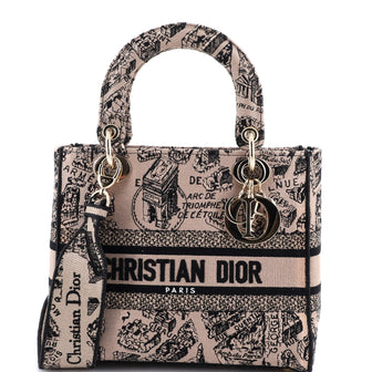 Christian Dior Lady D-Lite Bag Embroidered Canvas Medium