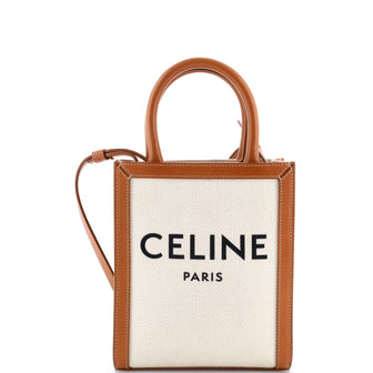 Celine Vertical Cabas Tote Canvas with Leather Mini