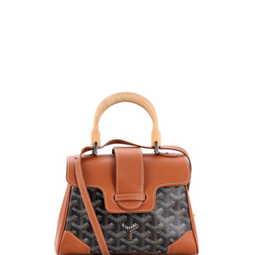 Goyard Saigon Top Handle Bag Coated Canvas with Leather Mini