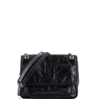 Saint Laurent Niki Chain Flap Bag Matelasse Chevron Leather Baby