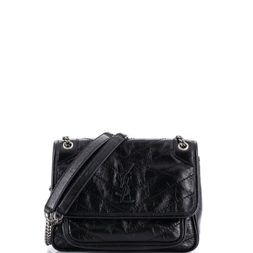 Saint Laurent Niki Chain Flap Bag Matelasse Chevron Leather Baby