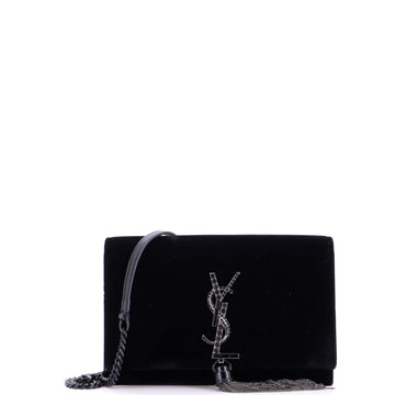 Saint Laurent Classic Monogram Tassel Chain Wallet Velvet