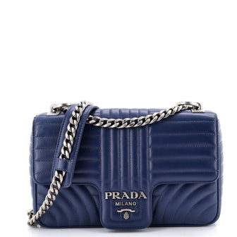 Prada Chain Flap Shoulder Bag Diagramme Quilted Leather Medium