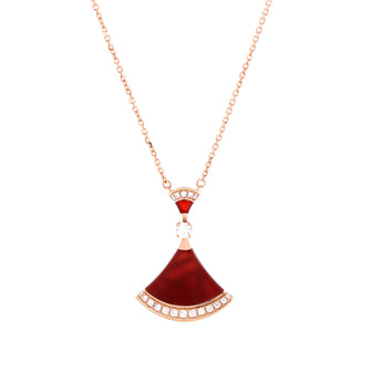 Bvlgari Divas' Dream Pendant Necklace 18K Rose Gold with Carnelian and Diamonds Large