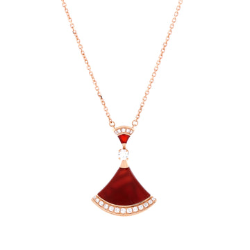 Bvlgari Divas' Dream Pendant Necklace 18K Rose Gold with Carnelian and Diamonds Large